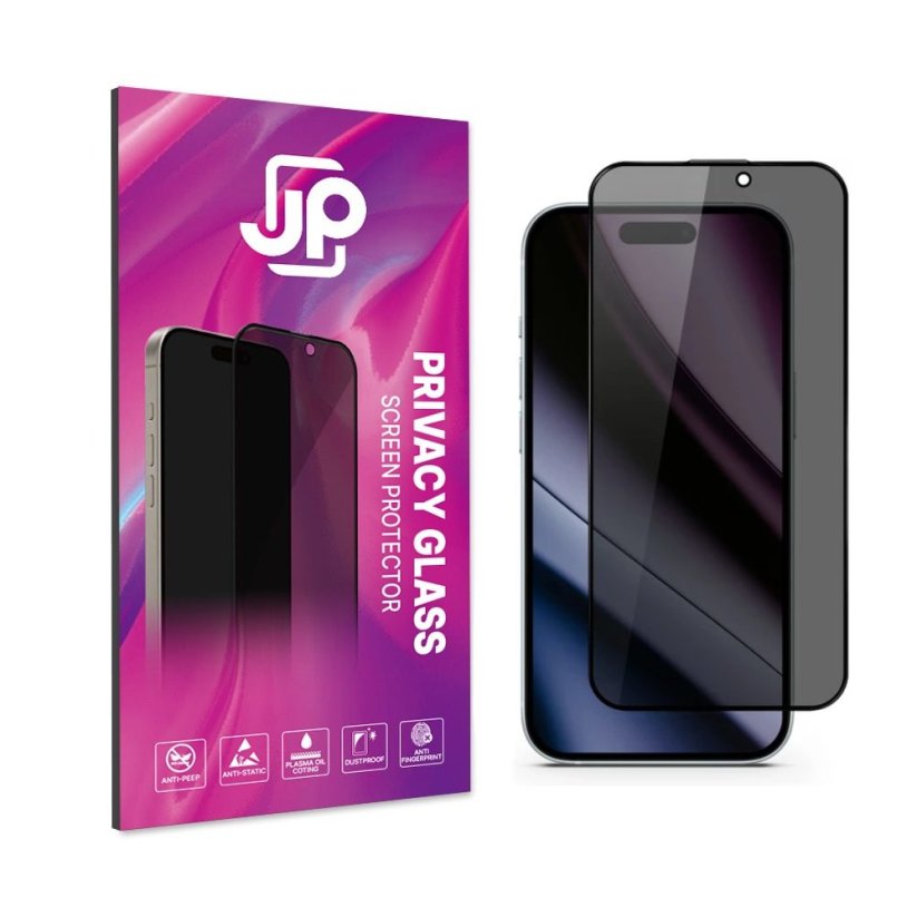 JP Privacy Tempered Glass, iPhone 16, Black
