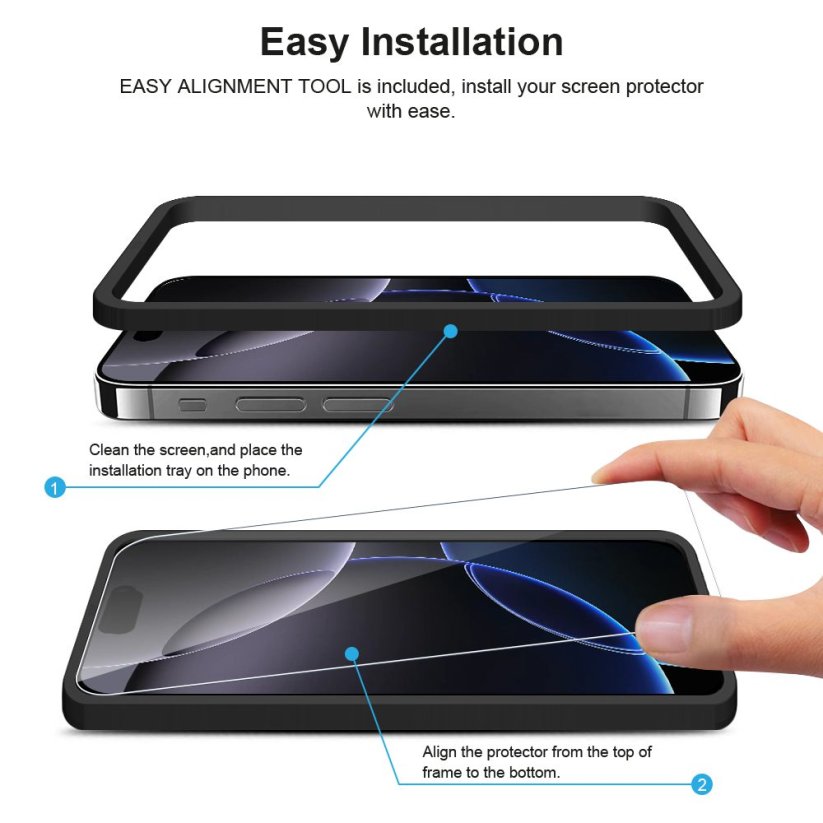 JP Mega Pack Tempered Glasses, 3 glasses with applicator + 2 camera glasses, iPhone 16 Pro Max