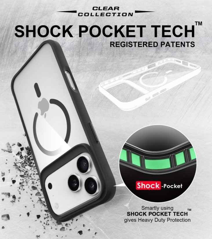 JP MagFit MagSafe obal s 3M SGS certifikátem, iPhone 17 Pro Max, černý