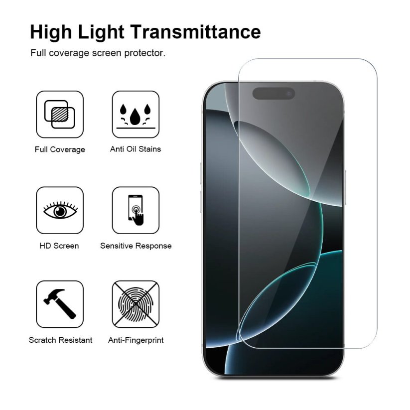 JP Long Pack Tvrzených skel, 3 skla na telefon s aplikátorem, iPhone 16 Pro