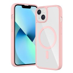 JP MagFit Clear MagSafe obal s N52 magnetem, iPhone 13 / 14, světle růžový