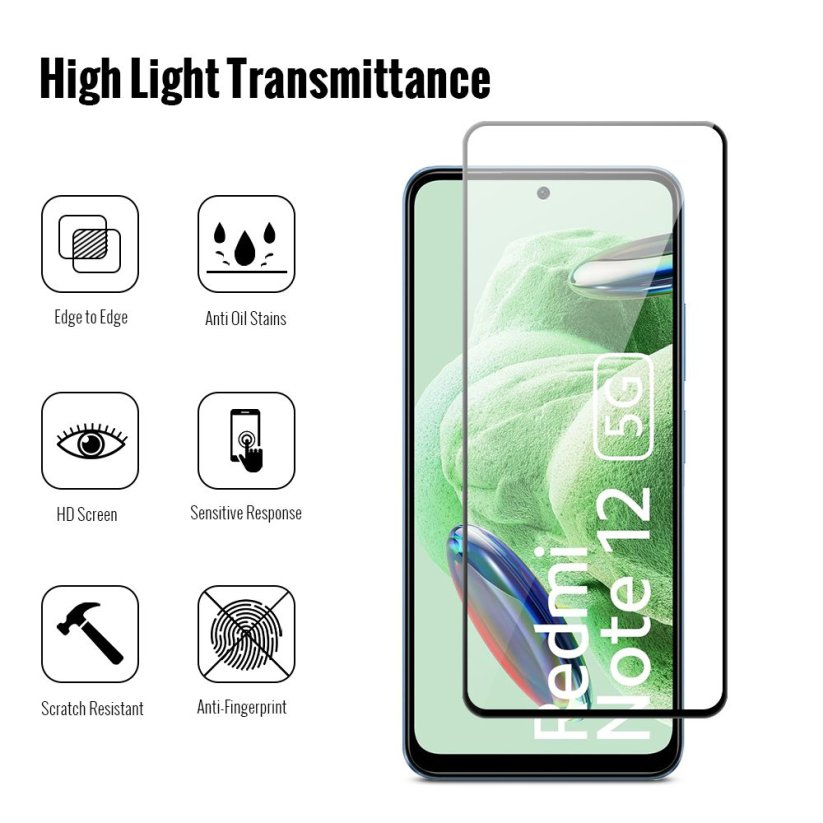 JP 2x 3D Tempered Glass, Xiaomi Redmi Note 12 5G, black