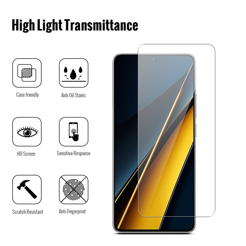 JP Long Pack Tempered Glass, 3 screen protectors, Xiaomi Poco X6 5G