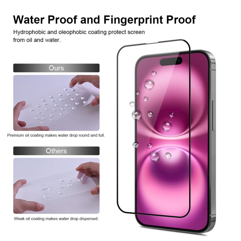 JP Full Pack Tempered glass, 2x 3D glass with applicator + 2x camera glass, iPhone 16