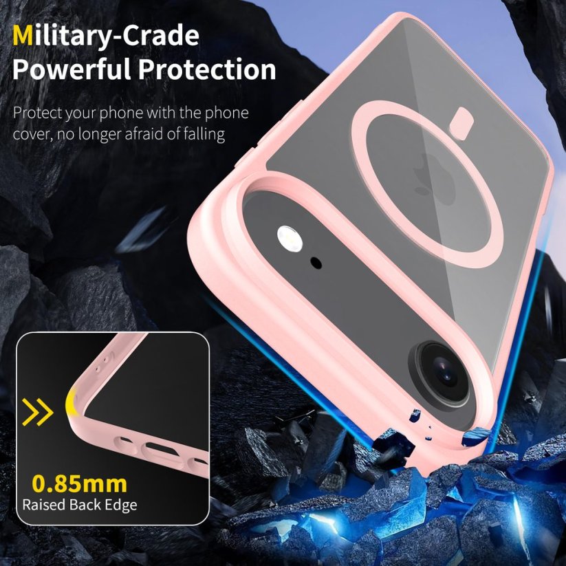 JP MagFit Clear MagSafe obal s N52 magnetem, iPhone Air, světle růžový