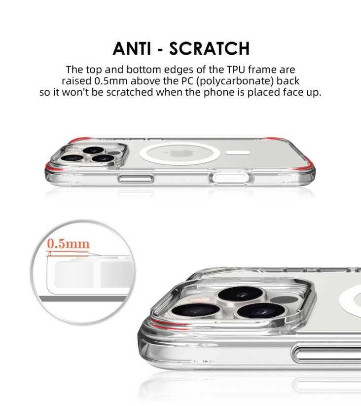 JP MagFit MagSafe Case with 3M SGS Certification, iPhone 16 Pro Max, Transparent