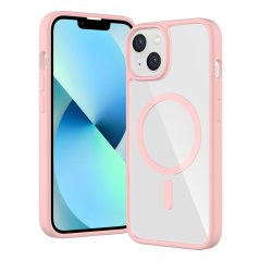 JP MagFit Clear MagSafe obal s N52 magnetem, iPhone 13 / 14, světle růžový
