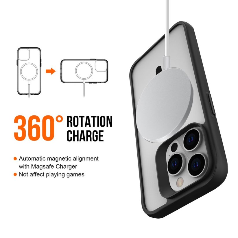 JP MagFit MagSafe obal s 3M SGS certifikátem, iPhone 16 Plus, černý