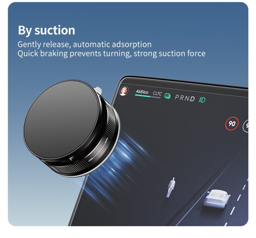 360° magnetický nastavitelný přísavný držák telefonu do auta s rubidiovým magnetem, černý, C46
