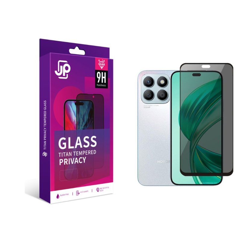 JP Titan Privacy extra durable Tempered Glass, Honor X8b, Black