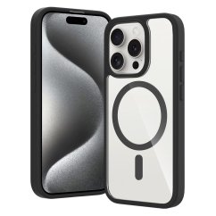 JP MagFit Clear MagSafe case with N52 magnet, iPhone 15 Pro, Black