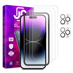 JP Mega Pack Tvrzených skel, 3 skla na telefon s aplikátorem + 2 skla na čočku, iPhone 14 Pro MAX