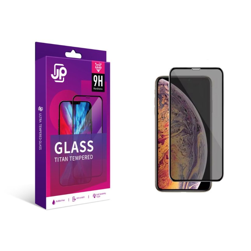 JP Titan Privacy extra durable Tempered Glass, iPhone XR / 11, Black