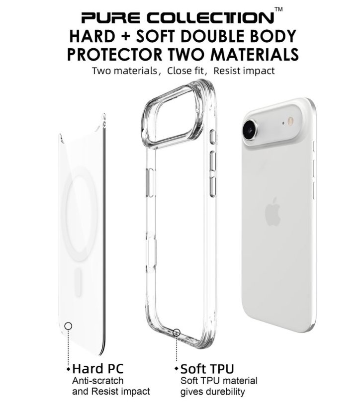 JP MagFit MagSafe obal s 3M SGS certifikátem, iPhone Air, průhledný