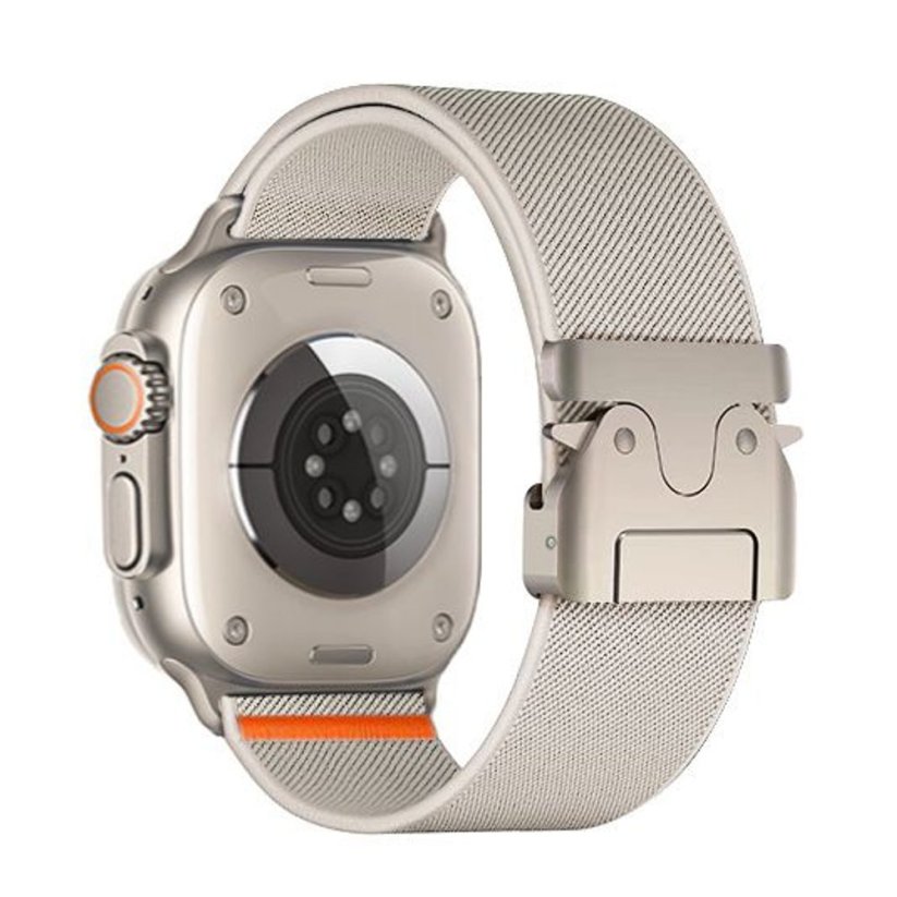 JP Luxusní nylonový řemínek s přezkou Parachute, Apple Watch 1 / 2 / 3 / 4 / 5 / 6 / 7 / 8 / 9 / 10 / SE (38 / 40 / 41 / 42 mm), béžový