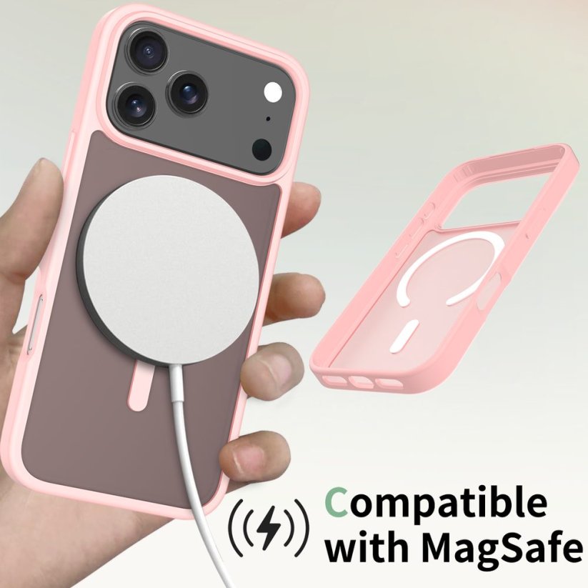 JP MagFit Colour MagSafe obal s N52 magnetem, iPhone 17 Pro Max, světle růžový