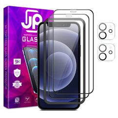 JP Full Pack Tempered glass, 2x 3D glass with applicator + 2x camera glass, iPhone 12