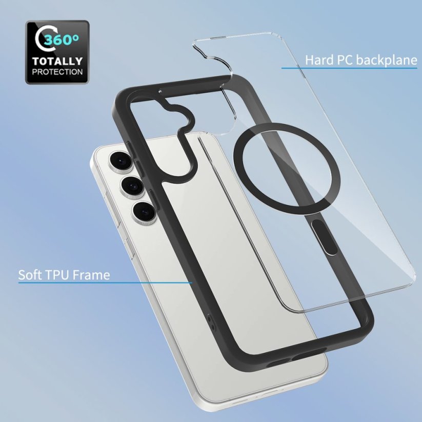 JP MagFit Clear MagSafe obal s N52 magnetem, Samsung Galaxy S24 FE, černý