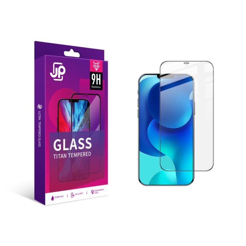 JP Titan extra durable Tempered Glass, iPhone 12 / 12 Pro, Black