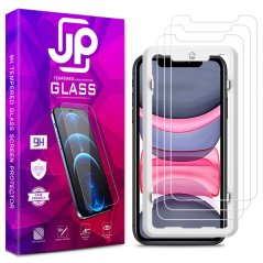 JP long Pack Tempered Glass, 3 screen protectors with applicator, iPhone XR