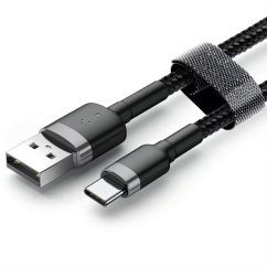 JP nylonový kabel USB na USB-C, 2 metry, černý