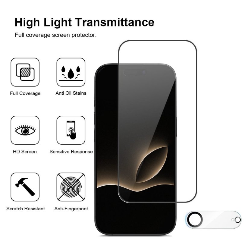 JP Full Pack Tvrzených skel, 2x 3D sklo s aplikátorem + 2x sklo na čočku, iPhone Air