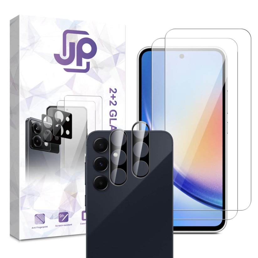 JP Combo Pack, Set of 2 Tempered Glass and 2 Camera Glass, Samsung Galaxy A35