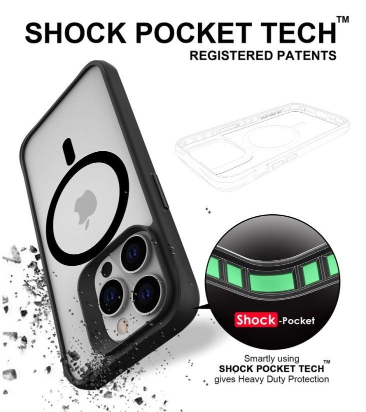 JP MagFit MagSafe Case with 3M SGS Certification, iPhone 16 Pro, Black