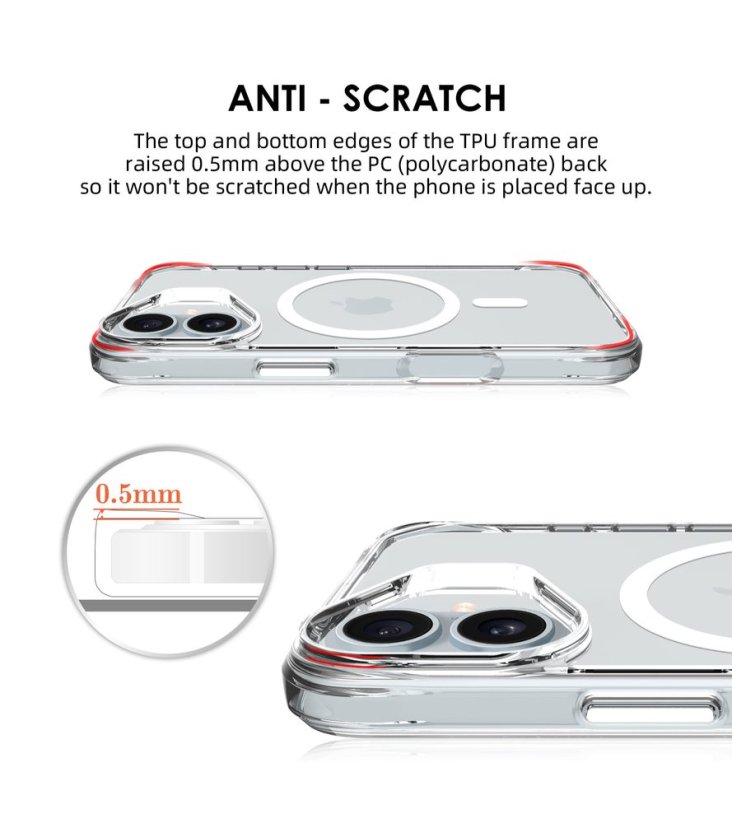 JP MagFit MagSafe Case with 3M SGS Certification, iPhone 16 Plus, Transparent