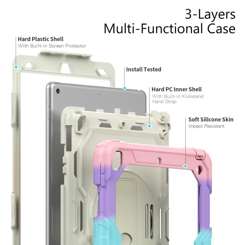 JP Solid360 Rainbow obal na tablet, iPad 10.2 2019 / 2020 / 2021 (iPad 7 / 8 / 9), iPad 10.5 (2018), iPad Air 3 10.5 (2019)