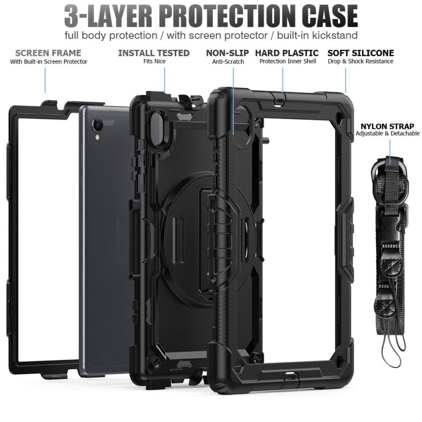 JP Solid360 tablet case, Lenovo Tab M10 Plus 10.3 X606F, black