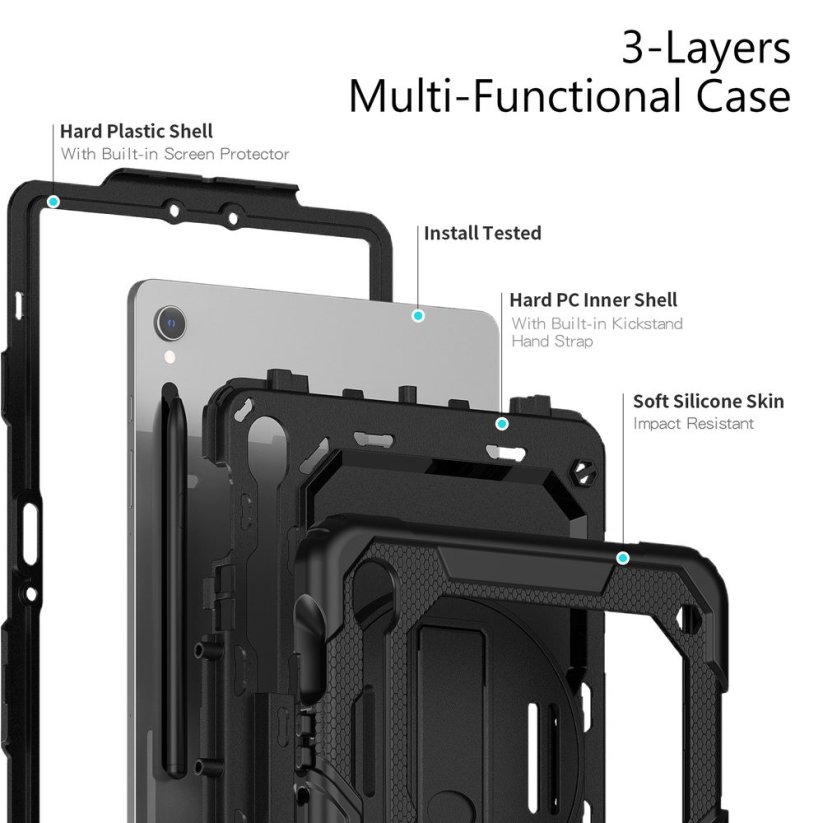 JP Solid360 tablet case, Samsung Tab S9, black