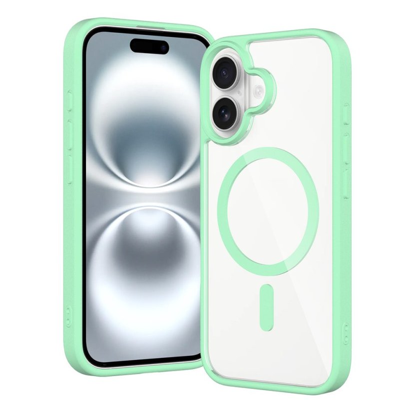JP MagFit Clear MagSafe case with N52 magnet, iPhone 16, Green