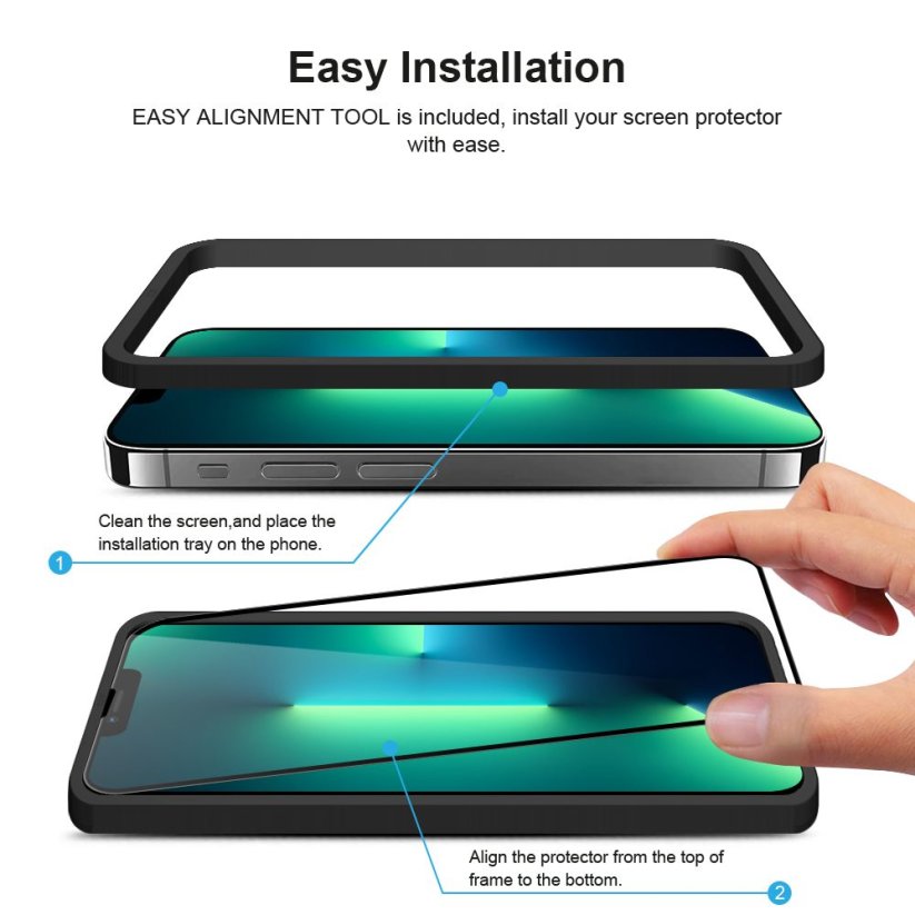 JP Full Pack Tvrzených skel, 2x 3D sklo s aplikátorem + 2x sklo na čočku, iPhone 13 Pro