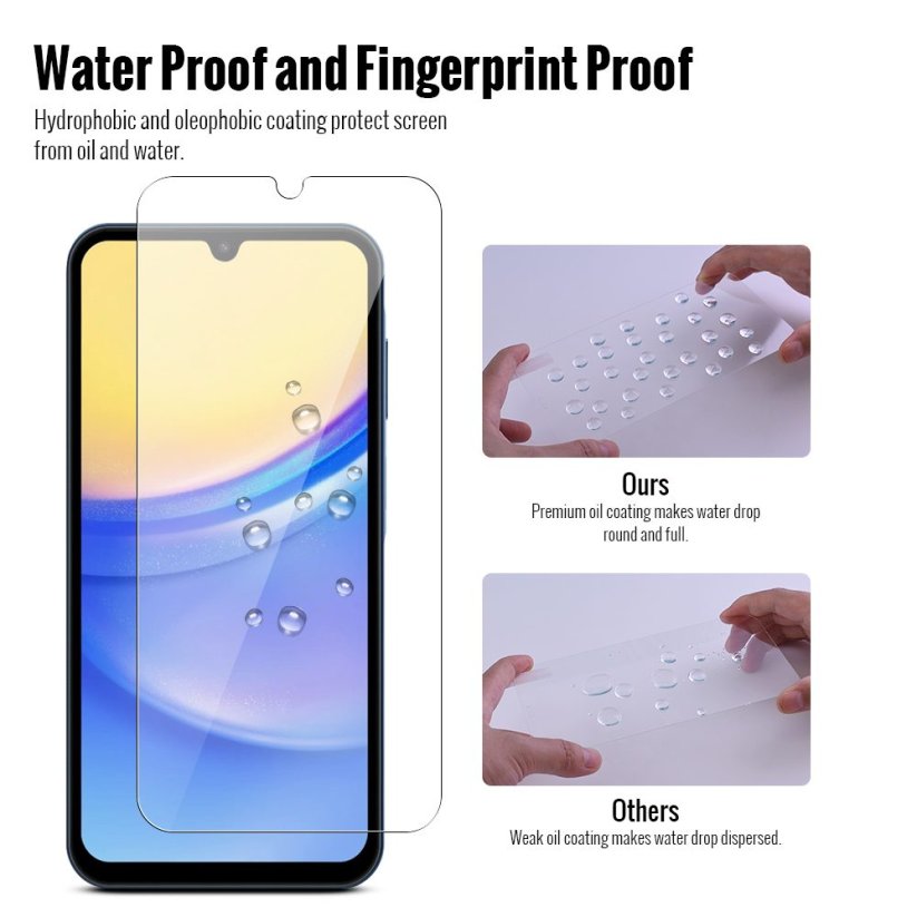 JP Long Pack Tempered Glass, 3 screen protectors, Samsung Galaxy A15