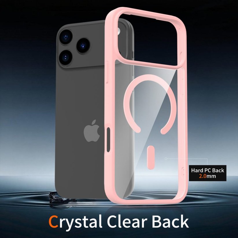 JP MagFit Clear MagSafe obal s N52 magnetem, iPhone 17 Pro Max, světle růžový