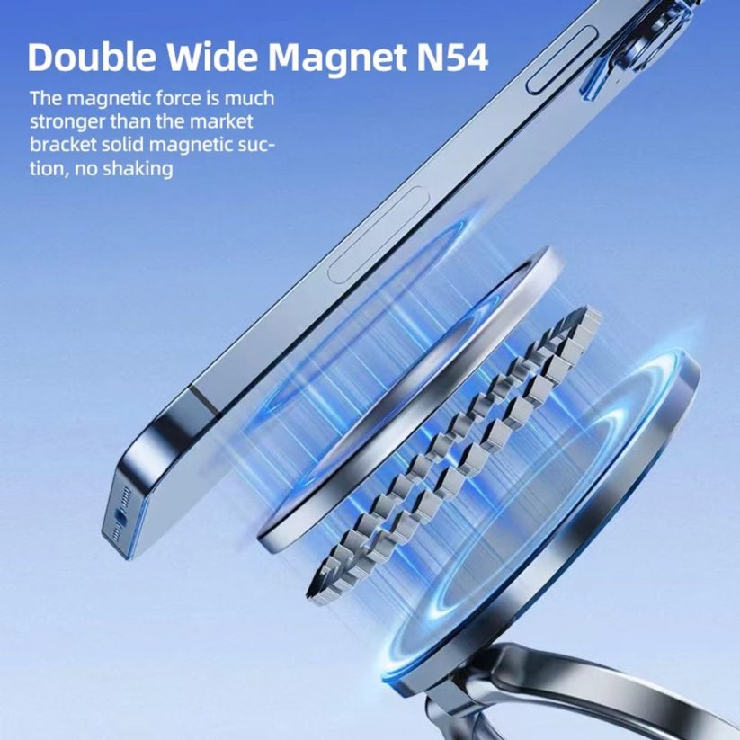 360° magnetický nastavitelný přísavný držák telefonu do auta s rubidiovým magnetem, černý, C46