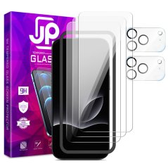 JP Mega Pack Tvrzených skel, 3 skla na telefon s aplikátorem + 2 skla na čočku, iPhone 17 Pro