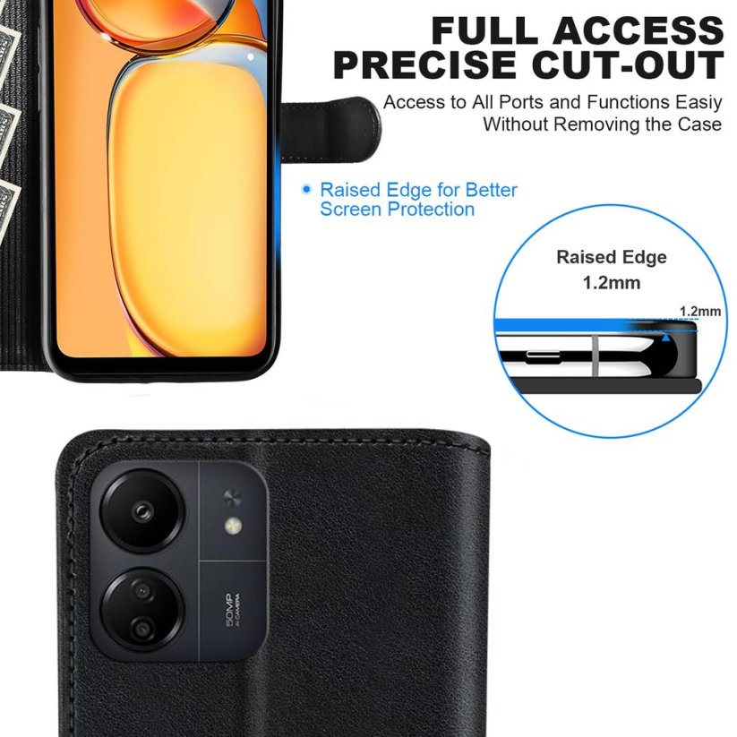 JP Wallet pouzdro, Xiaomi Redmi 13C, černé