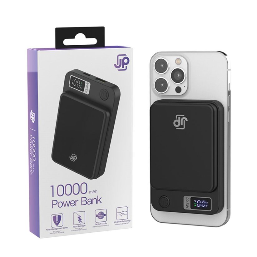 JP Power Bank with MagSafe Charging, 10000 mAh, 22.5W, Black