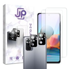 JP Combo Pack, Set of 2 Tempered Glass and 2 Camera Glass, Xiaomi Redmi Note 10