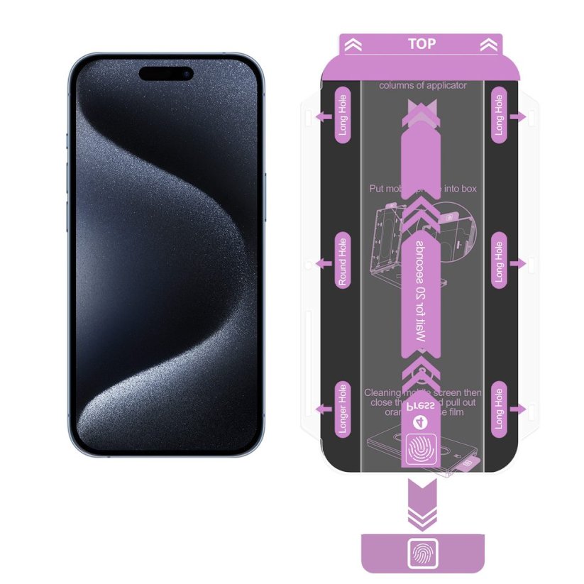JP SimpleFlow Privacy Tempered Glass with Easy Application, iPhone 13 / 13 Pro / 14