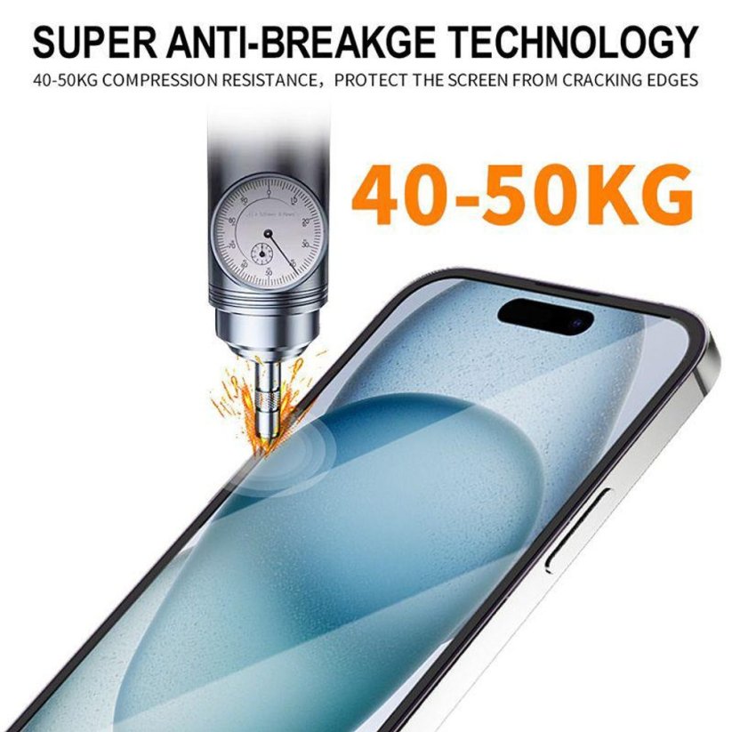 JP Titan Privacy extra odolné tvrzené sklo, iPhone 16 Pro, černé