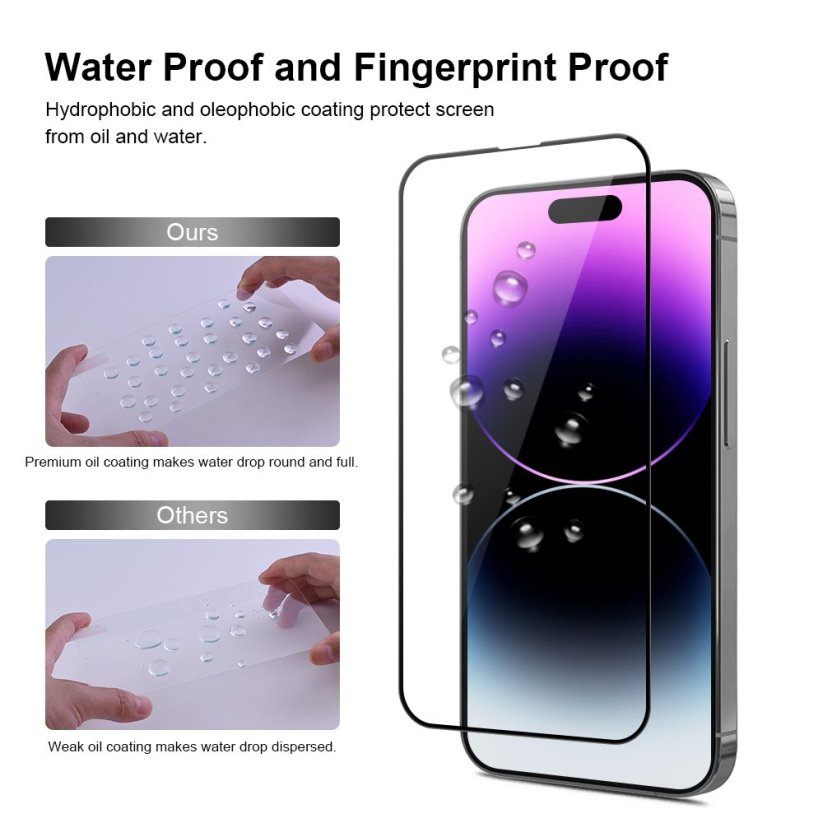 JP 3D sklo s instalačním rámečkem, iPhone 14 Pro MAX, černé
