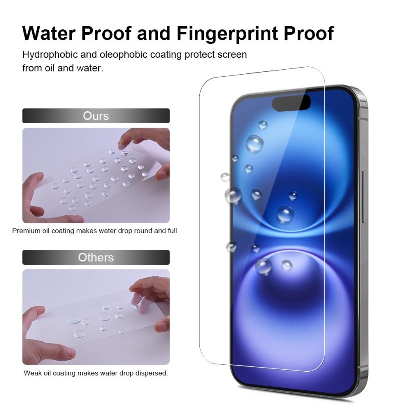 JP Long Pack Tvrzených skel, 3 skla na telefon s aplikátorem, iPhone 16 Plus