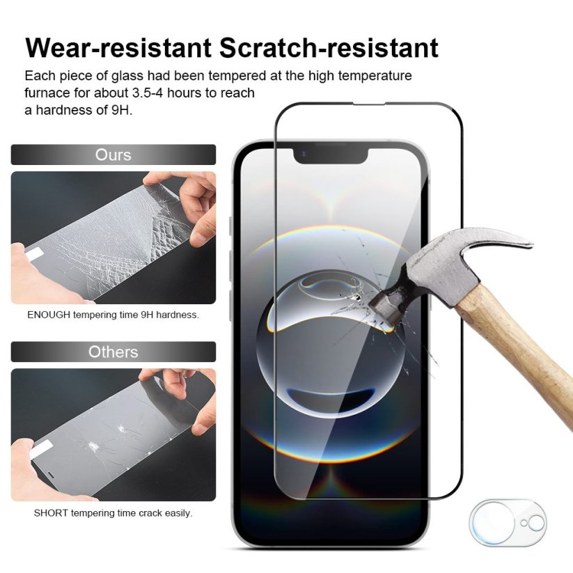 JP Full Pack Tvrzených skel, 2x 3D sklo s aplikátorem + 2x sklo na čočku, iPhone 16e