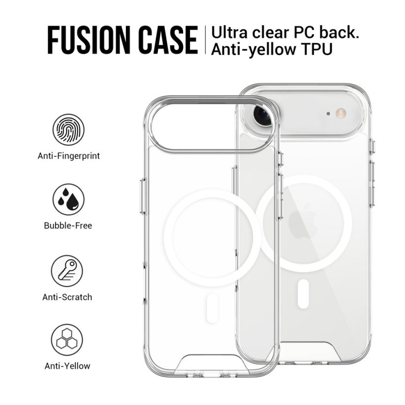 JP MagFit MagSafe obal s 1.2M SGS certifikátem, iPhone Air, průhledný