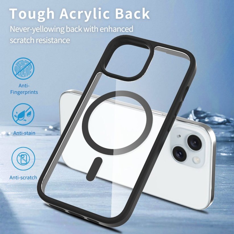 JP MagFit Clear MagSafe obal s N52 magnetem, iPhone 15, fialový