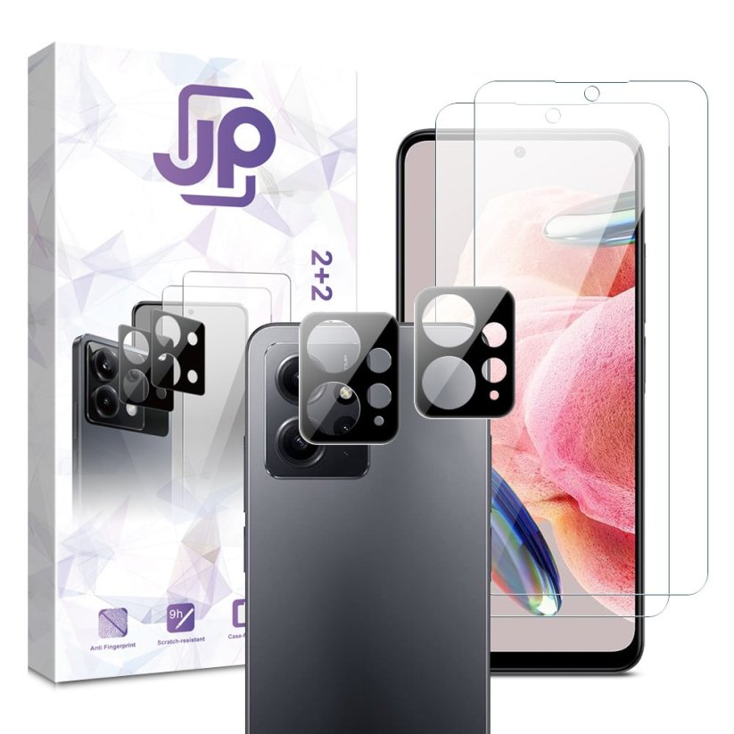 JP Combo Pack, Set of 2 Tempered Glass and 2 Camera Glass, Xiaomi Redmi Note 12 4G