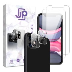 JP Combo Pack, Set of 2 Tempered Glass and 2 Camera Glass, iPhone 11